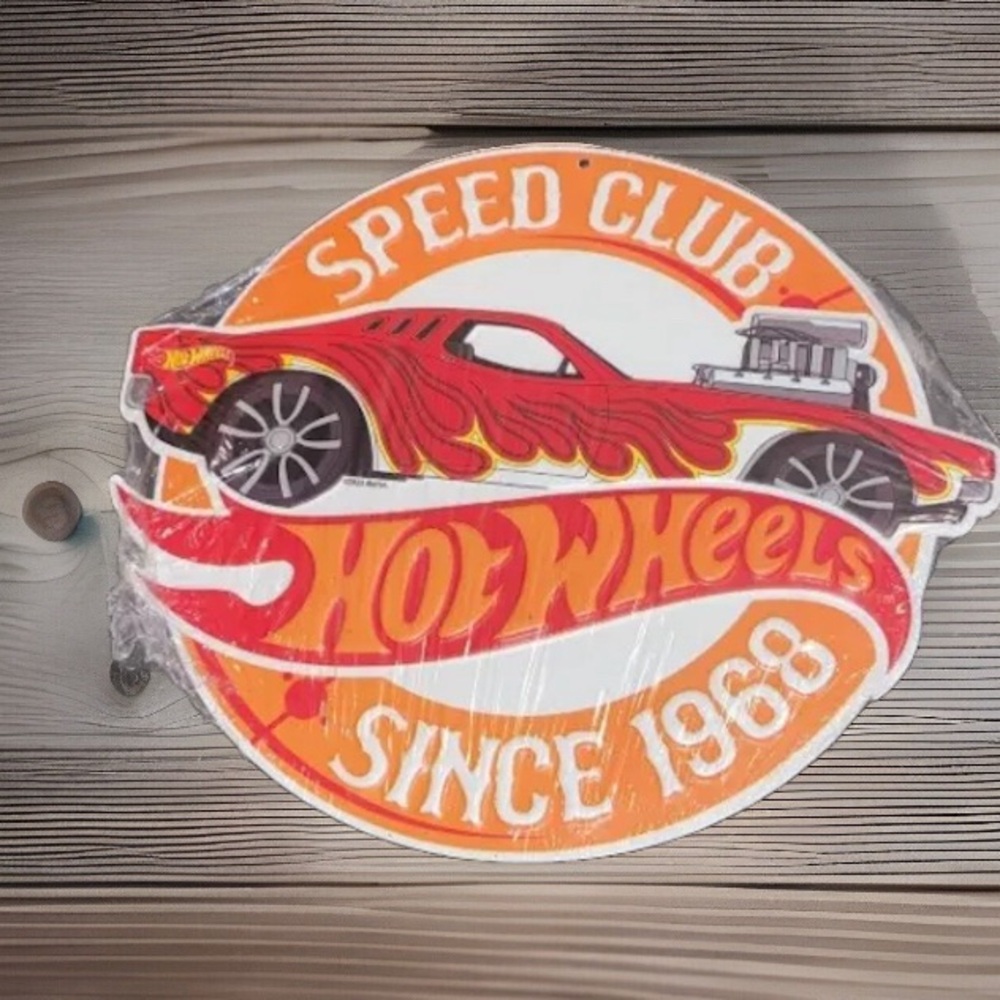 Hot Wheels Embossed Metal Sign Speed Club Since 1968 Rodger Dodger 12x10 in.